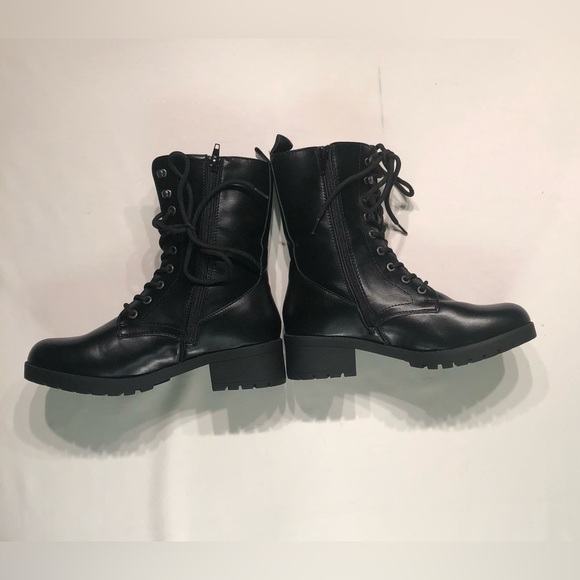 DREAM PAIRS Black Lace-up Combat Boots Mid-calf Military Winter Boot for Women - Picture 3 of 6